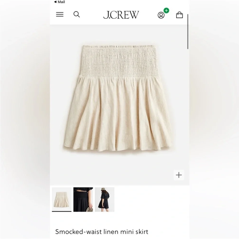 Smocked Waist A-Line Mini Skirt - Cream
